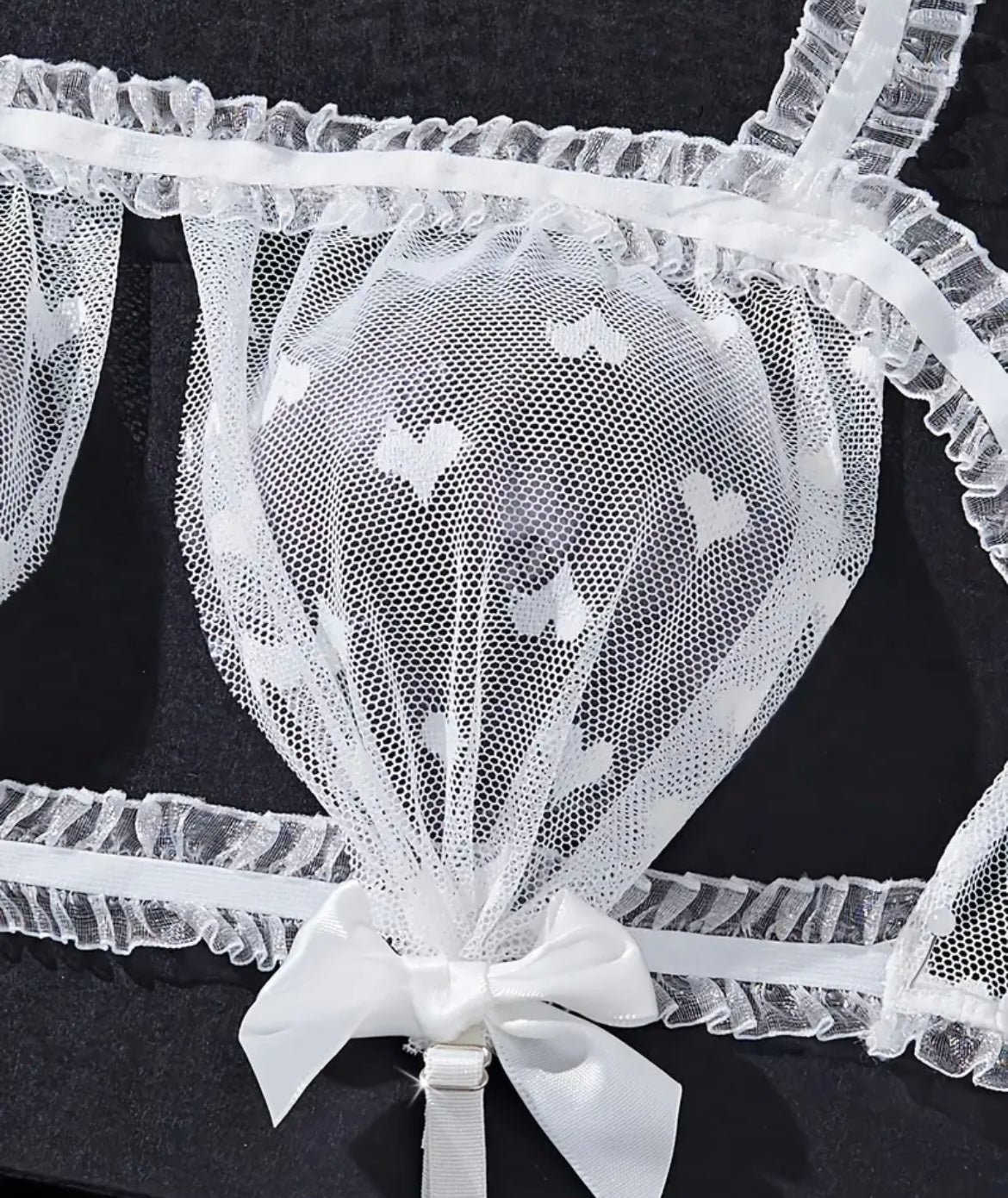 Sweetheart Bride | Fantezi Gelin İç Çamaşırı Seti – Kalpli Tül & Duvaklı