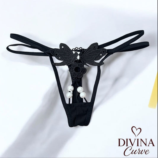 Butterfly Temalı Dantel Fantazi Külot – İnci Detaylı String