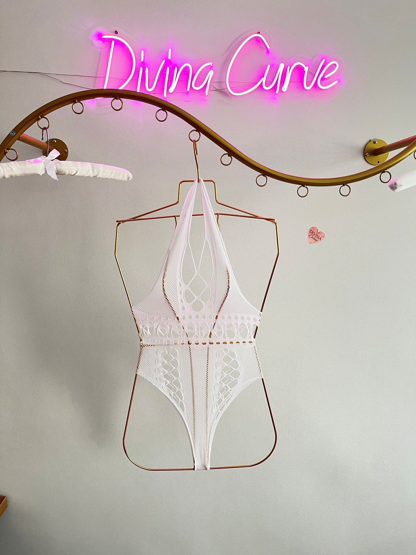 Moonlace – Beyaz Halterneck File Bodysuit