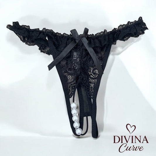 Pearl Temptation – İnci Askılı Siyah Fantazi G-String