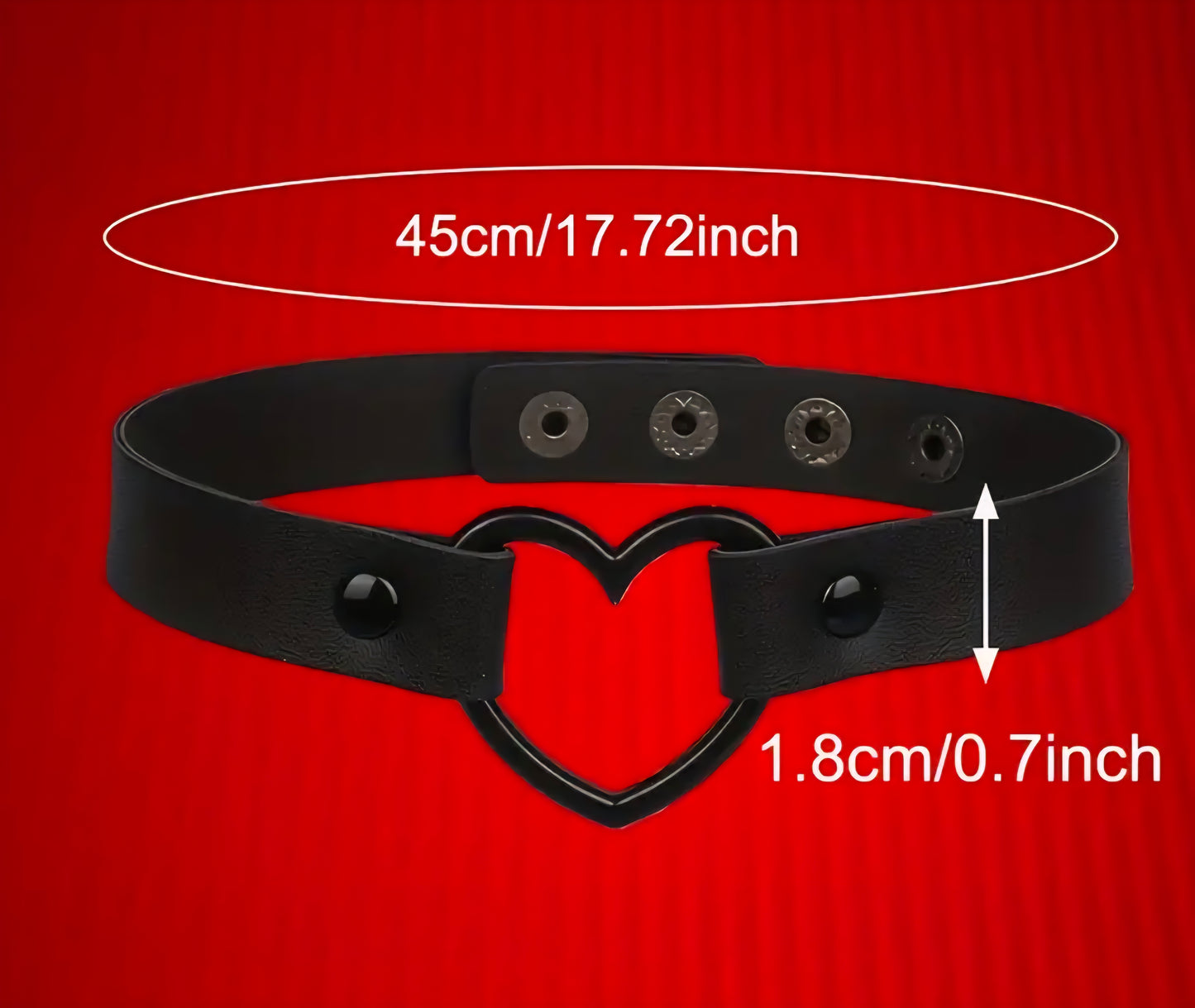Siyah Deri Görünümlü Kalpli Choker Kolye