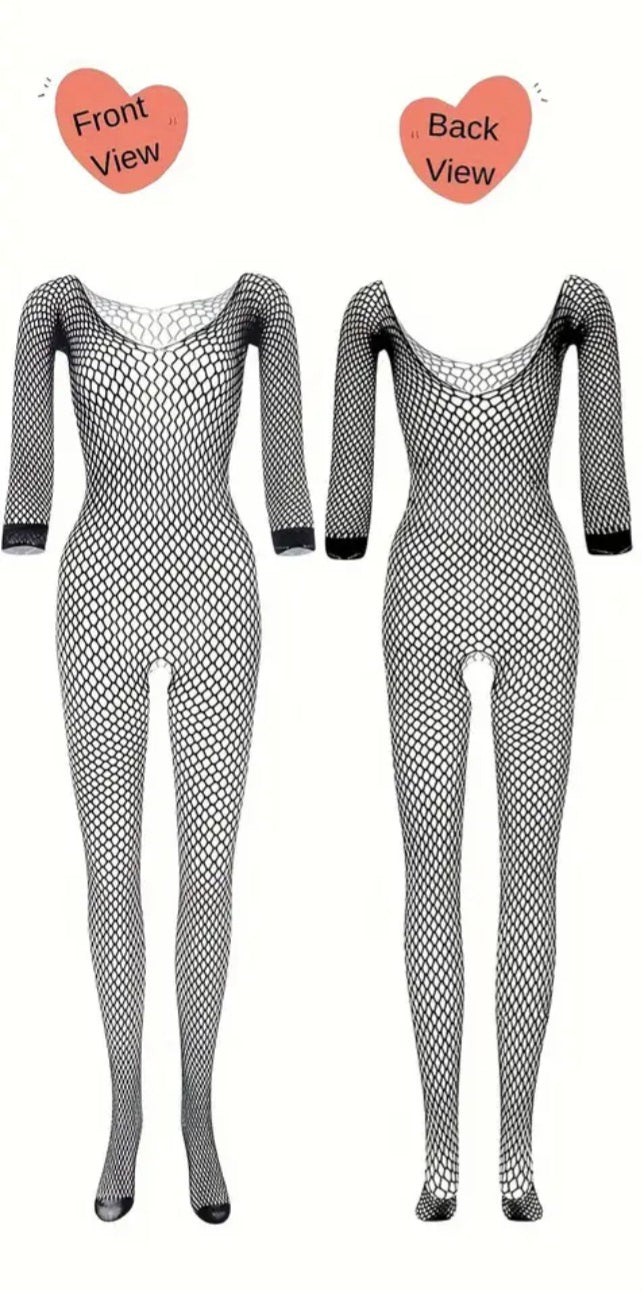 File Vücut Çorabı – Uzun Kollu Tam Boy Bodystocking