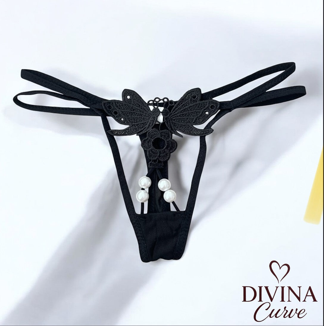Butterfly Temalı Dantel Fantazi Külot – İnci Detaylı String